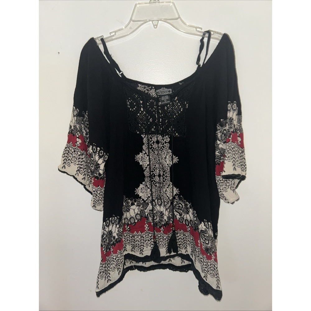 Angie‎ Top S Floral Dark Fairy Bell Sleeve BOHO